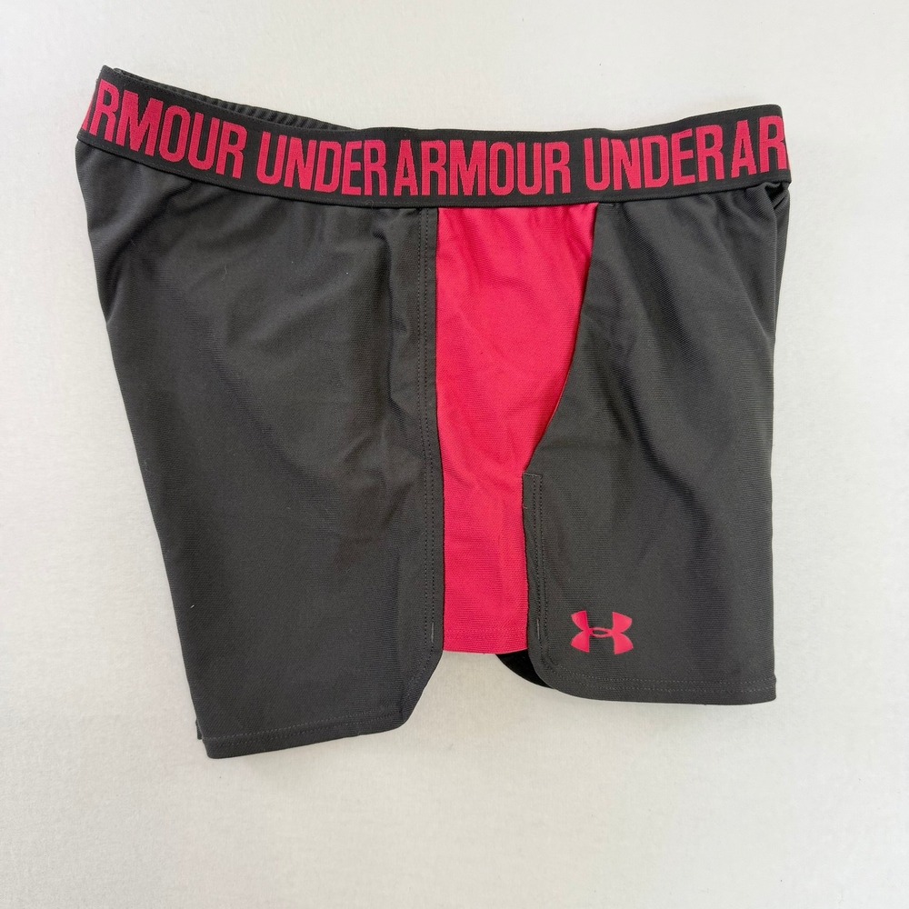 Under Armour‎ HeatGear Womens Shorts Gray Pink Loose Fit Athletic Training MD